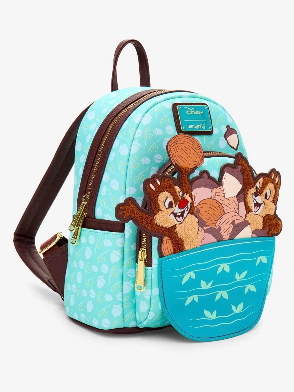 New Loungefly Disney Chip & Dale Acorn Pile Chenille Mini Backpack
